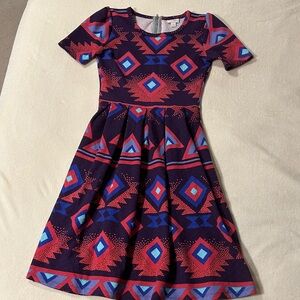 LuLaRoe Women’s Dress - Pink and Blue Geometric
